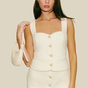 Reformation Amora Crop Top NEW Ivory Wool Sleeveless Sweetheart Neckline Size 10